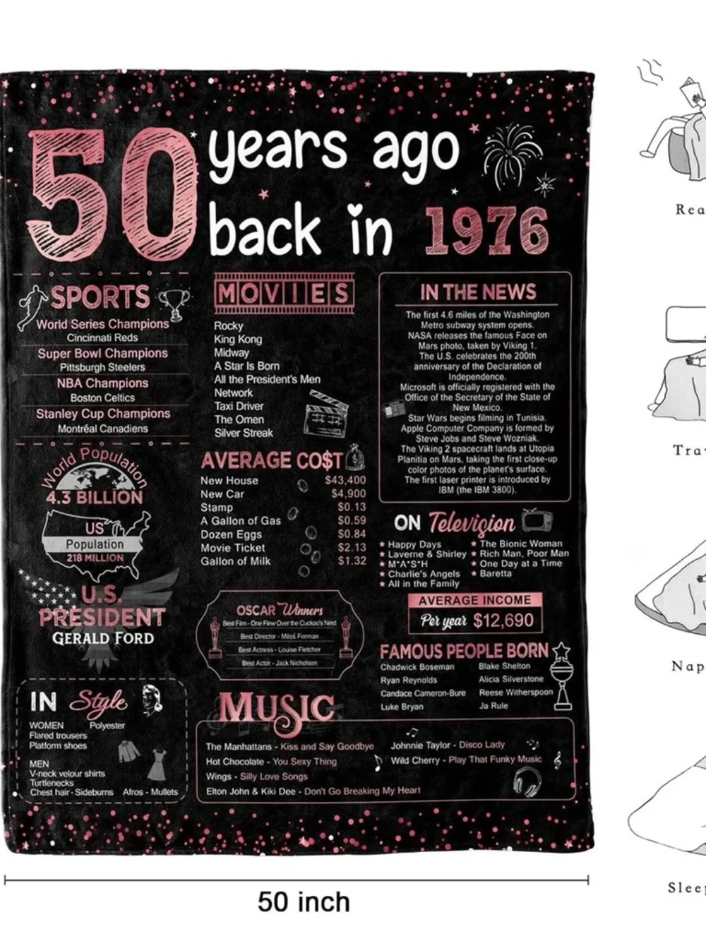Amazon Pink and Black 50th Happy Birthday Gift Bag with Matching Card